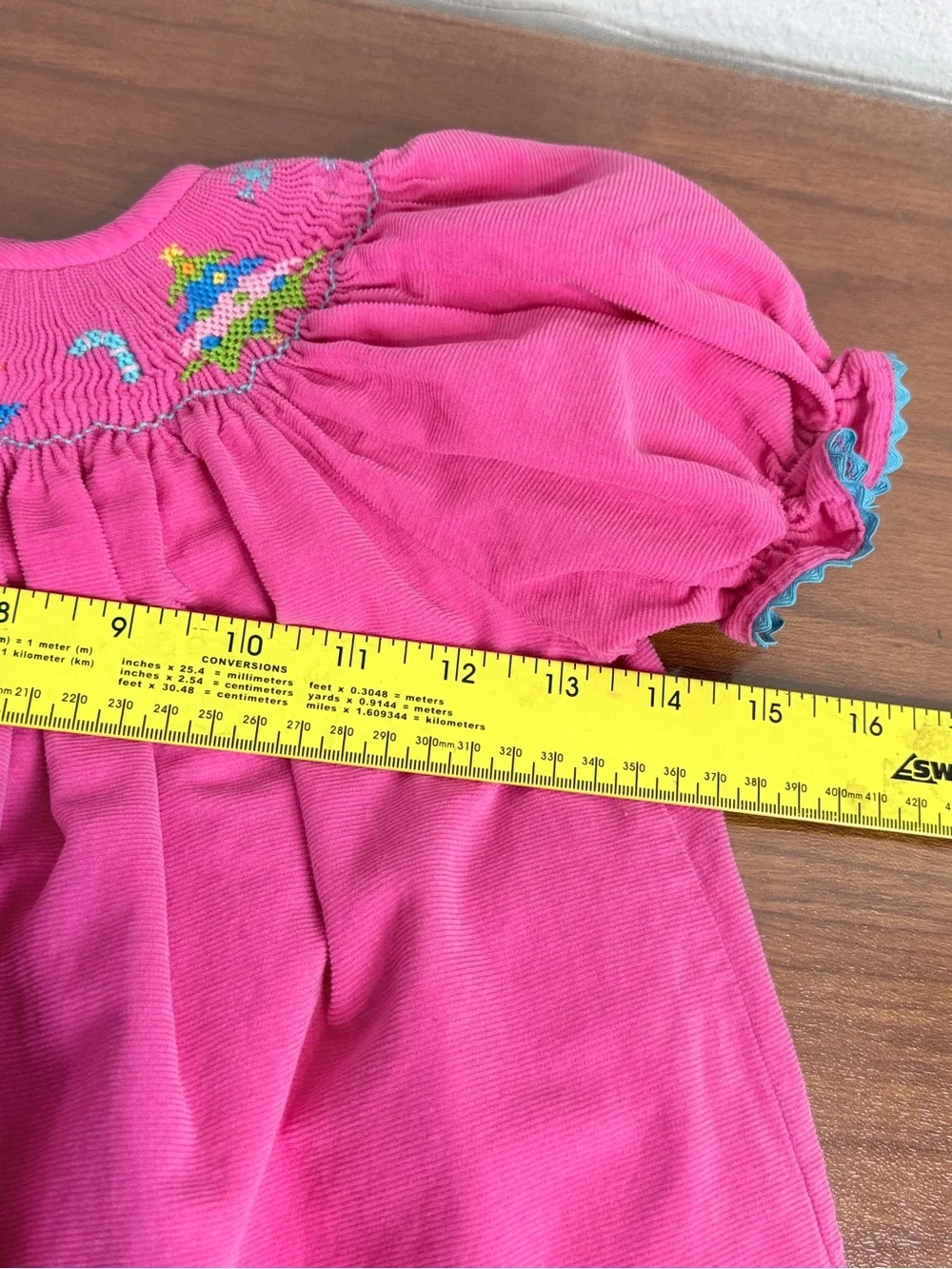 Collection Bebe Pink Embroidered Smocked Corduroy Christmas Dress 2T